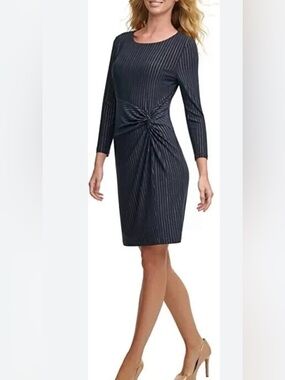 ✨ NWT Tommy Hilfiger Navy & Gold Pinstripe Dress – Size 10 ✨